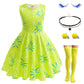 GFTYBCST Girls Disgust Costume Green Cosplay Cartoon Joy Costume Princess Dress up for Kid Halloween Birthday Christmas Party Gi