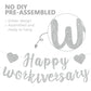 RICHHHA Silver Glitter Happy Workiversary Banner - NO DIY - Black Work Anniversary Decoration, Pre-Strung Sign Bunting for Offic