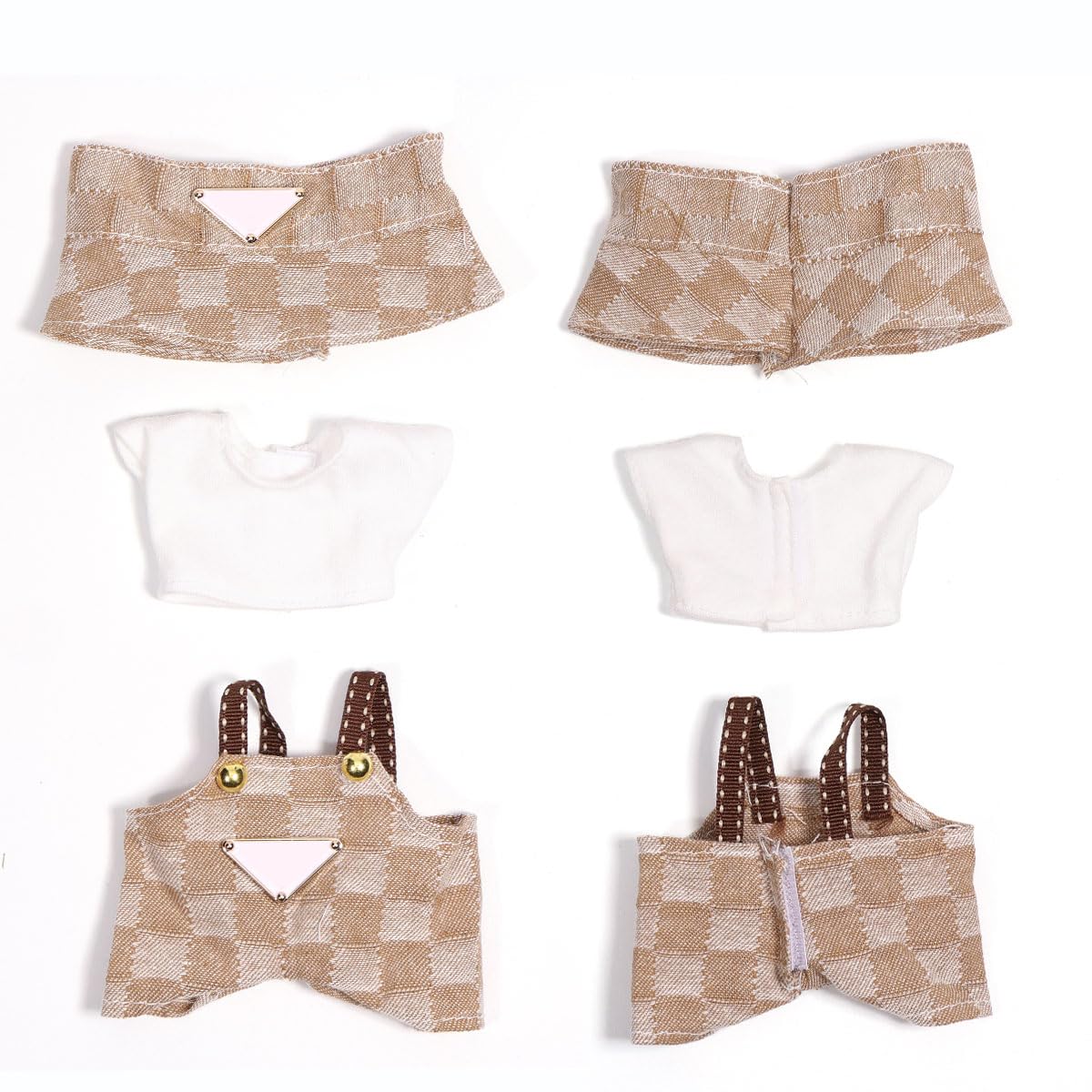 AICase for 17cm Doll Clothes/Outfit Clothes Set for 17cm Doll 3 Piece Set Hat Clothing Boys and Girls Stylish Adorable Dolls Clothes Accessories_Brown-1