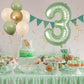 40 Inch Sage Green Number 3 Balloon, Olive Green 3Rd Birthday Balloons, Retro Sand White Avocado Green Gold Latex Balloons Giant