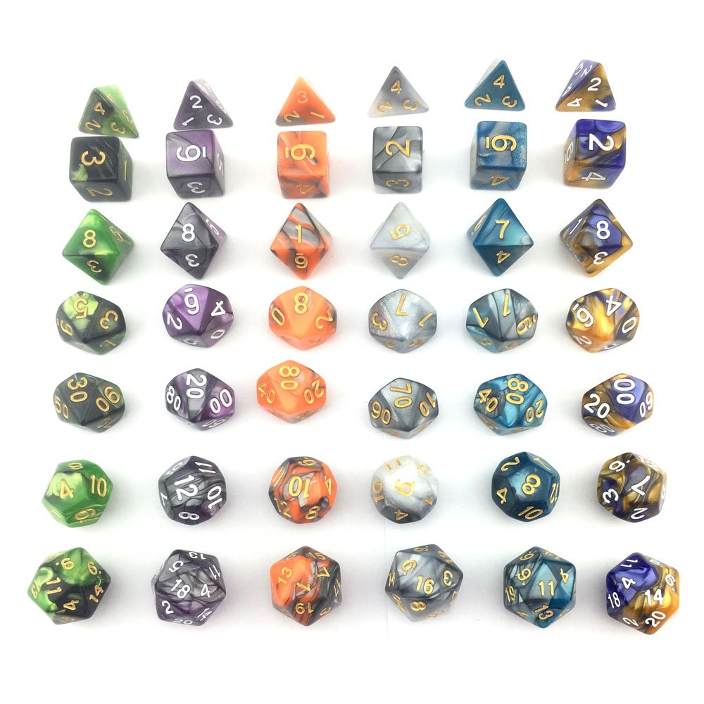 Smartdealspro Double-Colors Polyhedral Dice Sets With Pouches For D&D Dnd Rpg Mtg Dungeon And Dragons Table Board Roll Playing G