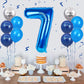 FunHot 40 Inch Blue Number 7 Balloon Set - 11Pcs Latex & Foil Balloons for 7th Birthday Party Decorations