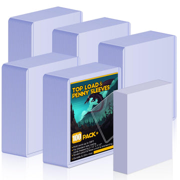 100 Topload Card Holder And 100 Clear Sleeves, Sooez 35 Pt Topload Card Protectors, 3'' X 4'' Hard Plastic Card Sleeves Baseball