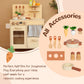 Leeshyah Play Kitchen for Kids, Classic Wooden Kitchen Playset with Food Accessories Set Ideal for Creative Pretend Play, Suitab