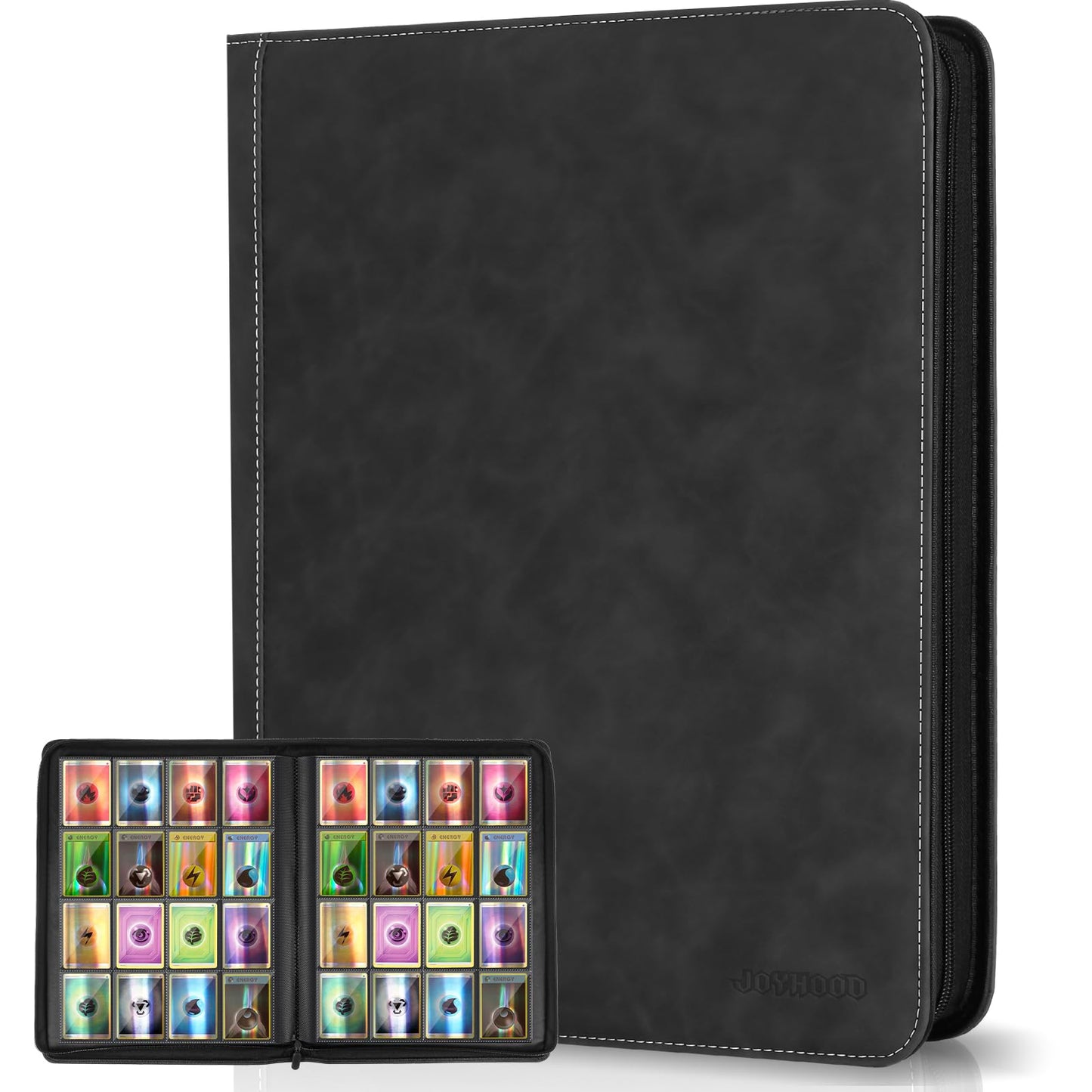 JoyHood Card Binder for Trading Card  Card Collection Binder with 16 Pocket - Hold Up to 1024 Cards  Card Album Holder compatible with TCG/PM/MTG/OPCG/YGO Card (Black  16 Pockets)