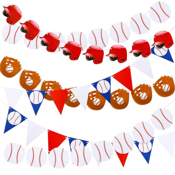 Tatuo 6 Pieces Baseball Banner Party Decorations Baseball Paper Garland Pennant Bunting Flag Decor For Sports Theme Birthday Party Supplies