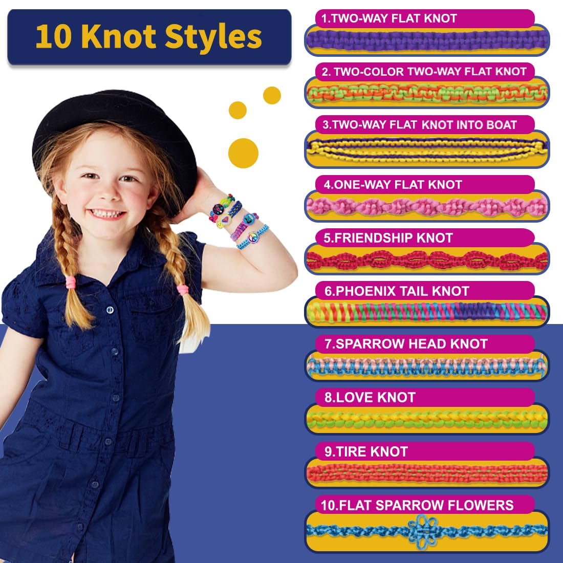 VERTOY Friendship Bracelet Making Kit for Girls - Cool Arts and Crafts Toys for 6 7 8 9 10 11 12 Years Old, Bracelet String and
