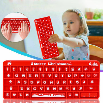 Christmas Push Toy Pop Bubble Fidget Sensory Toys Push It Pop Fidget Toys Christmas Keyboard Shape, Pop Silicone Popper Toy Learning Materials Game Gift For Kids (Christmas)
