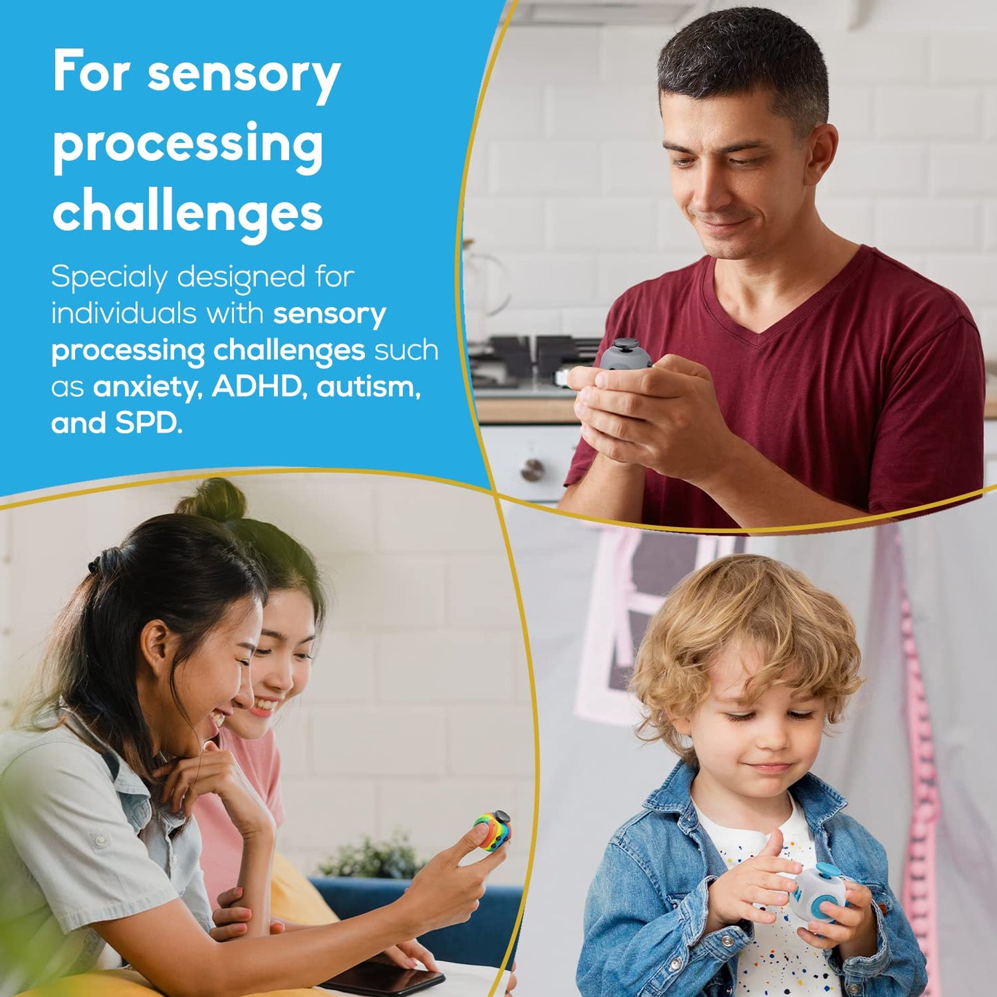 Pilpoc Thefube Fidget Cube - Deluxe Authentic Fidget Toys For Adults & Kids - Premium Protective Case, Stress Cube, Anxiety Toys