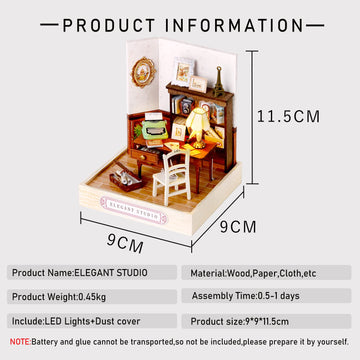 Cuteroom Diy Doll Room Miniature Furniture Wooden House Kit - Wooden Dolls House Kit With Dust Cover & Led Light And Accessories