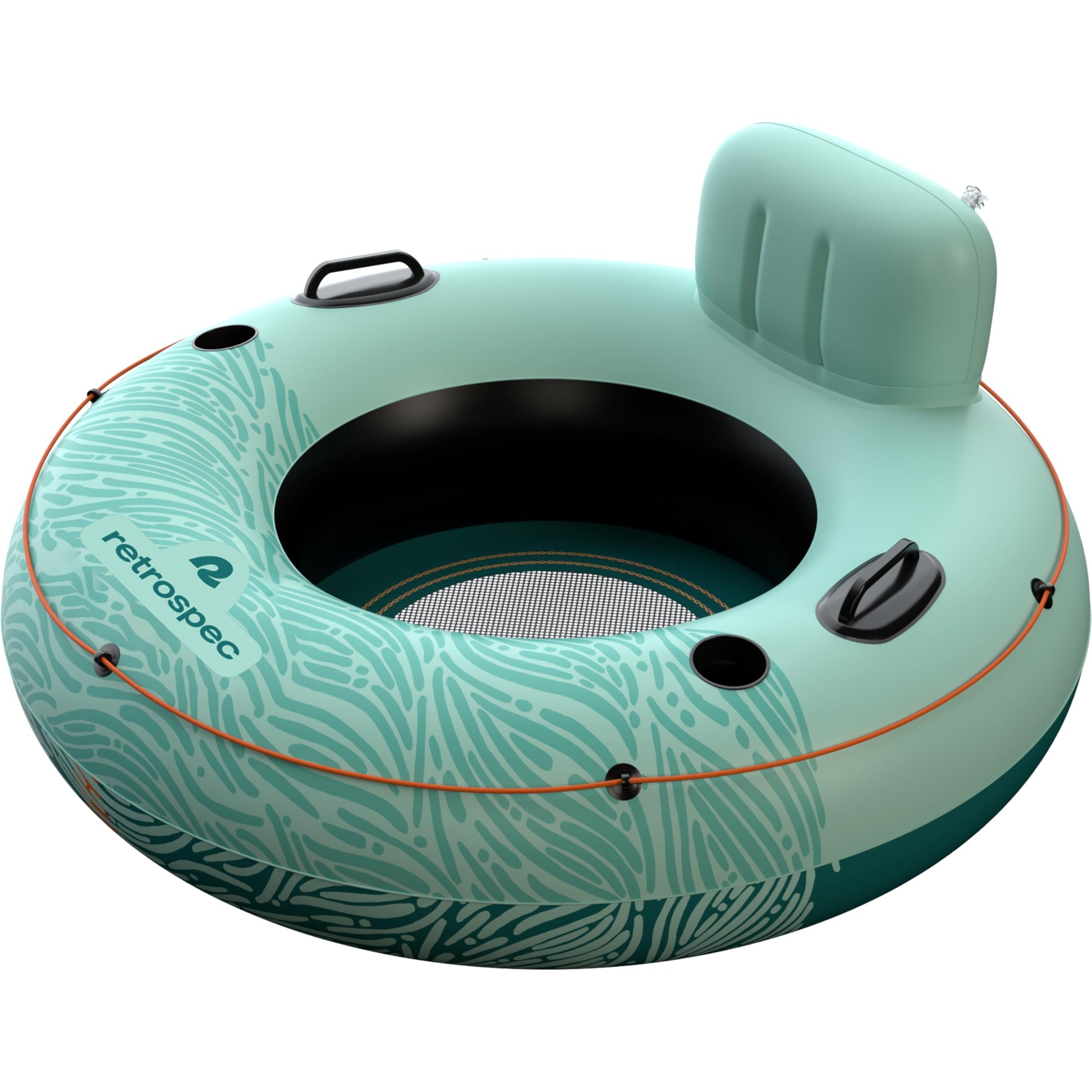 Retrospec Siesta Float 48'' Inflatable River Tube | Heavy-Duty Water Float w/Backrest & Cup Holders | 300 lbs | Repair Kit | Poo