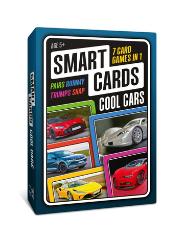 SMART CARDS Cars Card Games - Matching Pairs, Snap, Trumps, Rummy, Happy Families (8 Games To Play) | Age 5+, 1-8 Players | Fun 