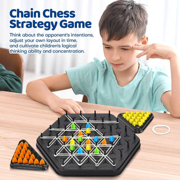 Chain Triangle Chess Game, Triggle Rubber Band Game, Triangle Chain Chess Game Set, Strategy Board Games, Famliy Night Games For