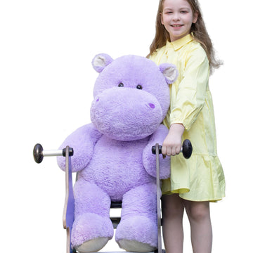 BENINY Giant Hippo Stuffed Animal - 36" Plush Toy, Soft Microfiber, Purple, Cute Jumbo Gift for Kids