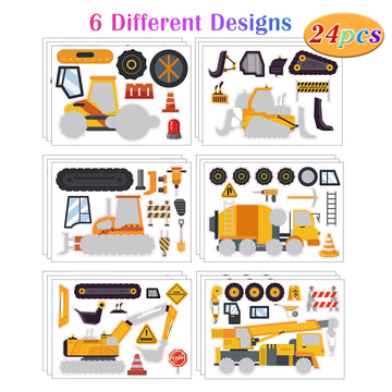 24 Sheets Construction Make A Face Sticker Sheets For Kids Todders Activities, Make Your Own Stickers For Kids Birthday Party Fa
