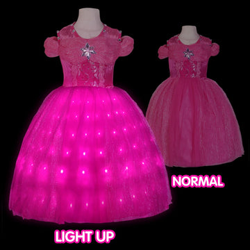Uporpor Light Up Pink Princess Dresses For Girls Halloween Costumes Dressing Up Clothes For Little Girl Kids Party Christmas, 12