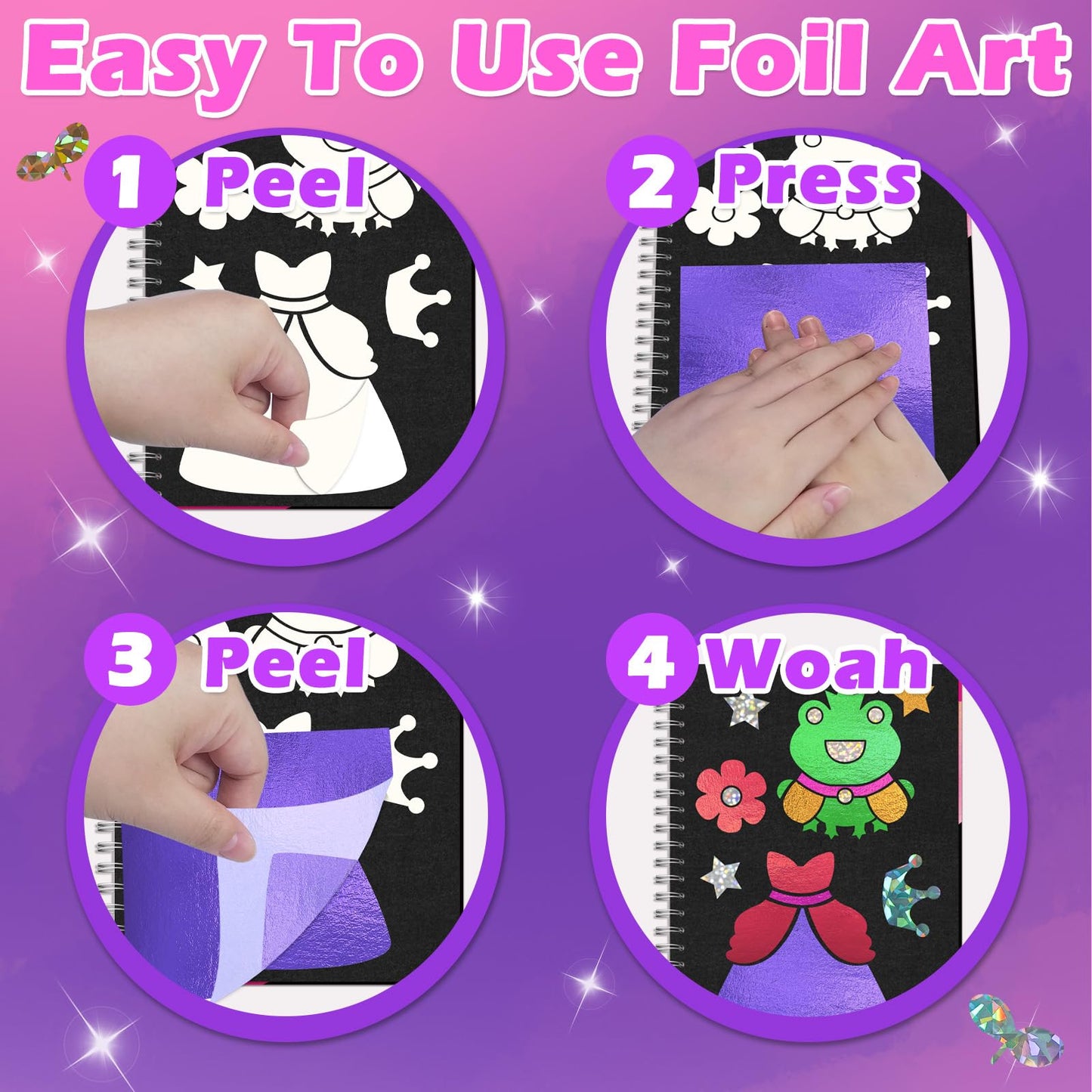 SOOVSY Art & Craft Activity Toys Kit, Foil Animals Crafts Children Fun DIY Creative Toy of The Year, No Mess Art Kits for Kids,