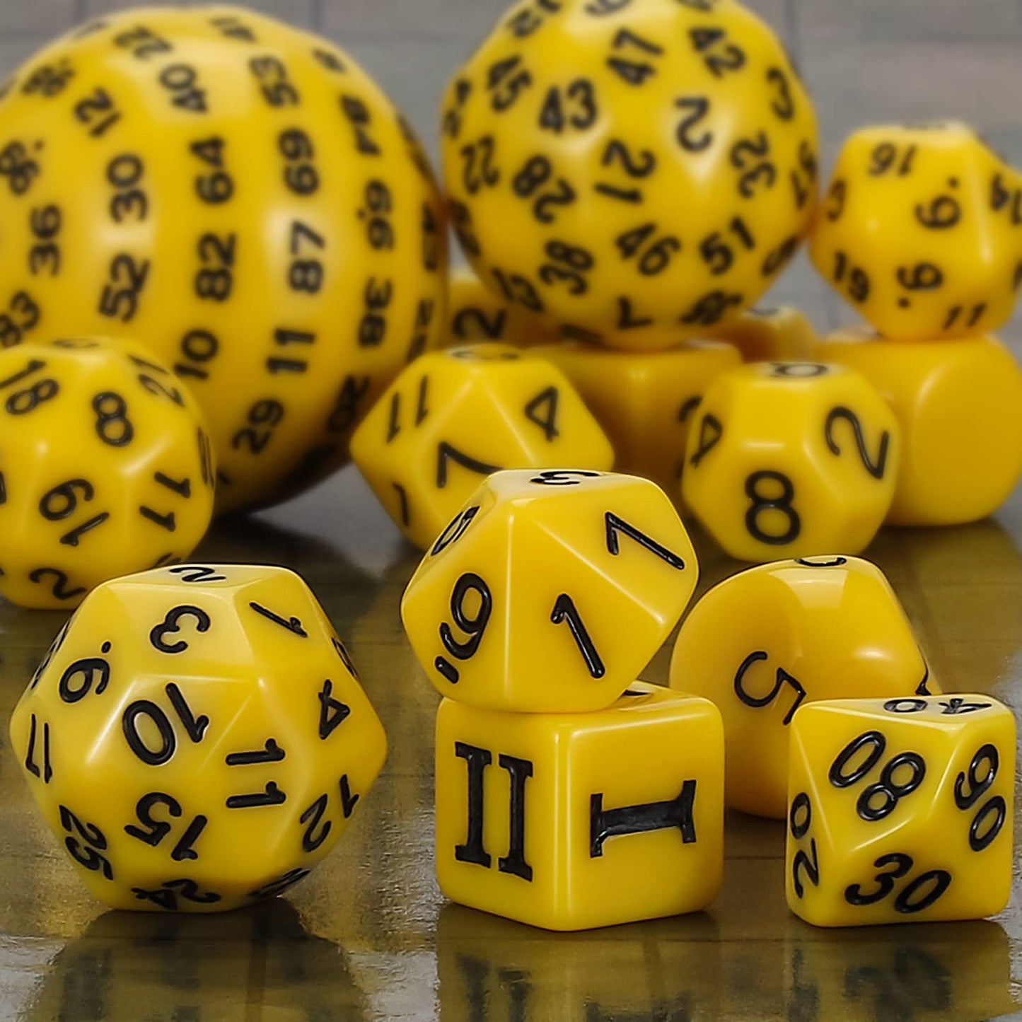CiaraQ DND Polyhedral Dice Set (15pcs) D4-D100 Game Dice with Dice Bag for Dungeons and Dragons Role Playing Table Games (Yellow