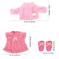 Baby Doll Clothes Casual Cute Pink Suit With Dress Coat Socks Suitable For 14-16 Inch Dolls 3-Piece Set