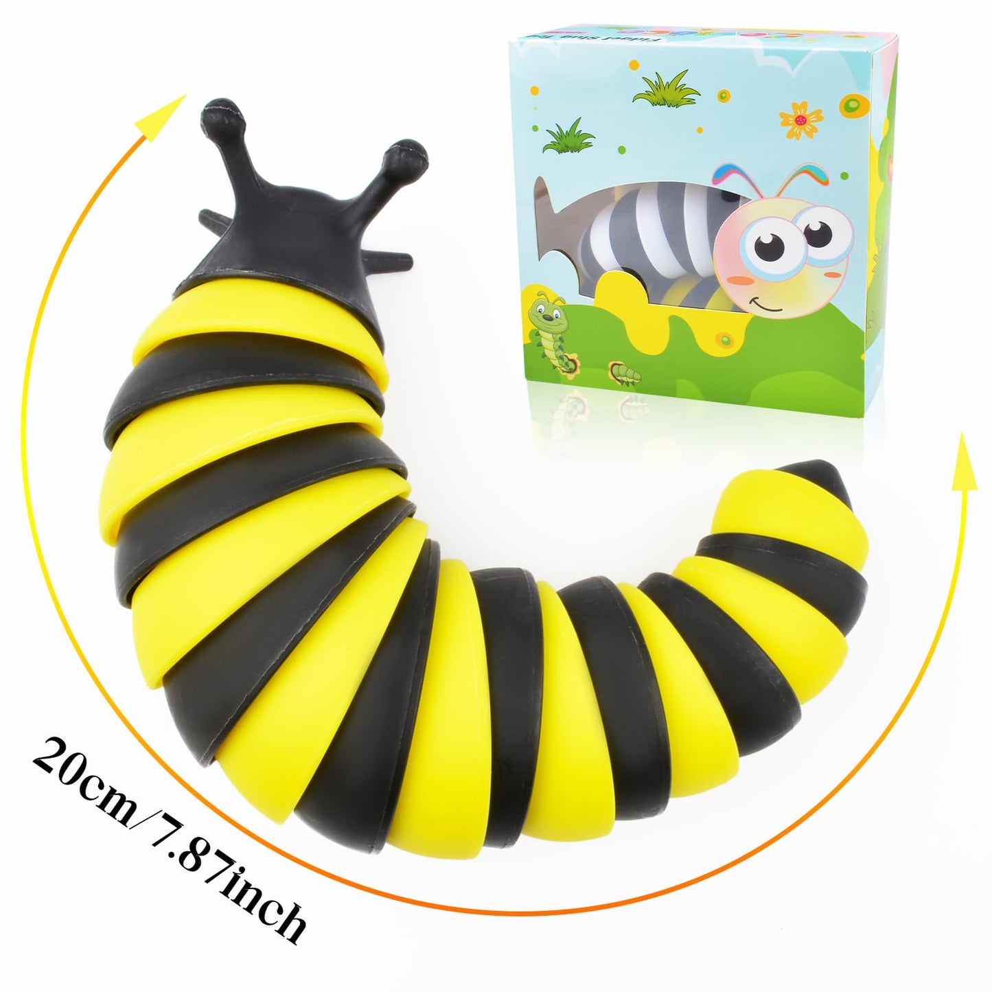 Cevioce Fidget Slug Toy, Sensory Slug Fidget Toy For Kids & Adults, 2 Pcs Cute 3D Articulated Sensory Toys - Can Be Spliced, Saf