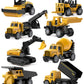Geyiie Alloy Small Construction Cars Vehicles, Die Cast Mini Construction Truck Toys, Heavy Duty Bulldozers Excavator Cement Dum