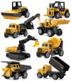 Geyiie Alloy Small Construction Cars Vehicles, Die Cast Mini Construction Truck Toys, Heavy Duty Bulldozers Excavator Cement Dum