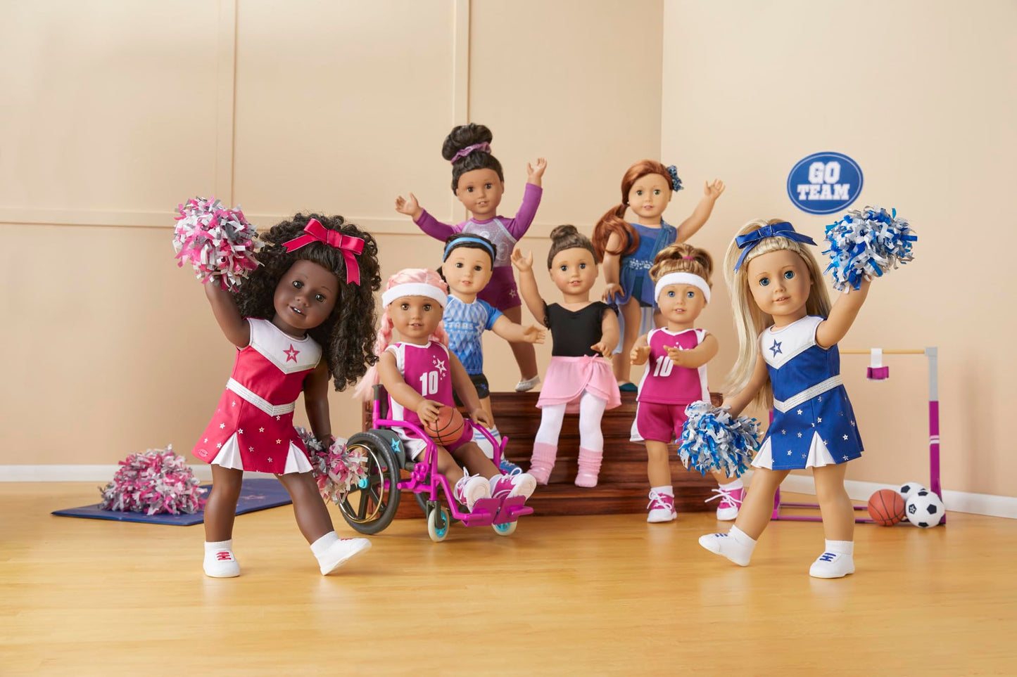 American Girl 18-inch Doll Wheelchair, Ultralight with Padded Seat, Multicolor, for Ages 6+, Model HBJ29
