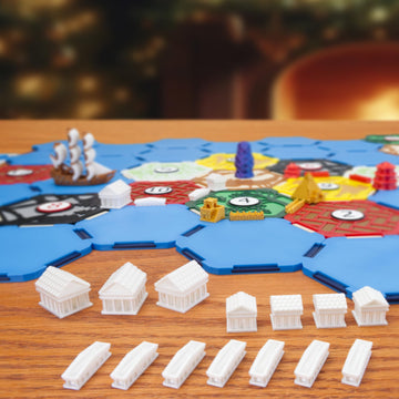 Custom Civilizations for Catan Board Game | Replacement Player Sets | Settlers Pieces | Base Cities Settlements Roads | 3D Printed | (Greek Base Set)