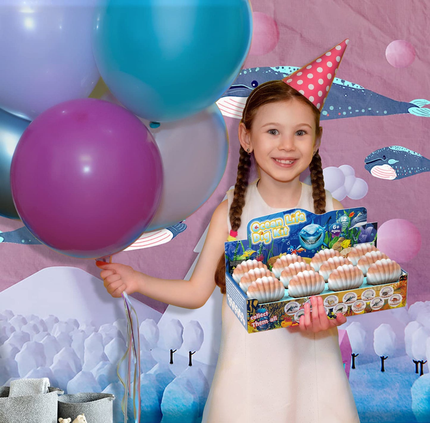 Earth'Scode Ocean Animals Dig Kit, Seashell Excavation Dig Bricks, Science Educational Gift For Kids