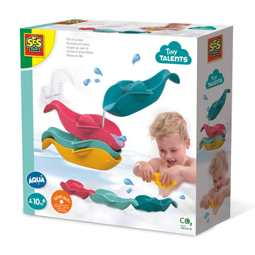 Ses Creative: Fish In A Row - 4 Fish Boats, Linking Colorful Toy Boats, Stacking & Scooping, Bathtime Play & Water Activity, Baby-Toddler-Kids 10Mo+