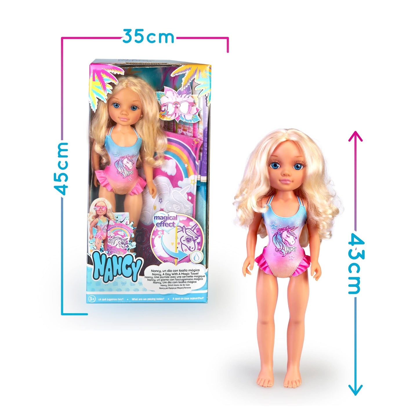 NANCY 16 Fashion Doll with Magic Towel and Swimwear Accessories for Ages 3+