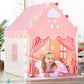 SISTICKER Kids Play Tent with Mat - Large Fairy Princess Castle, 47x41x51in, Pink Beige, Polyester, Model KP-CH-042
