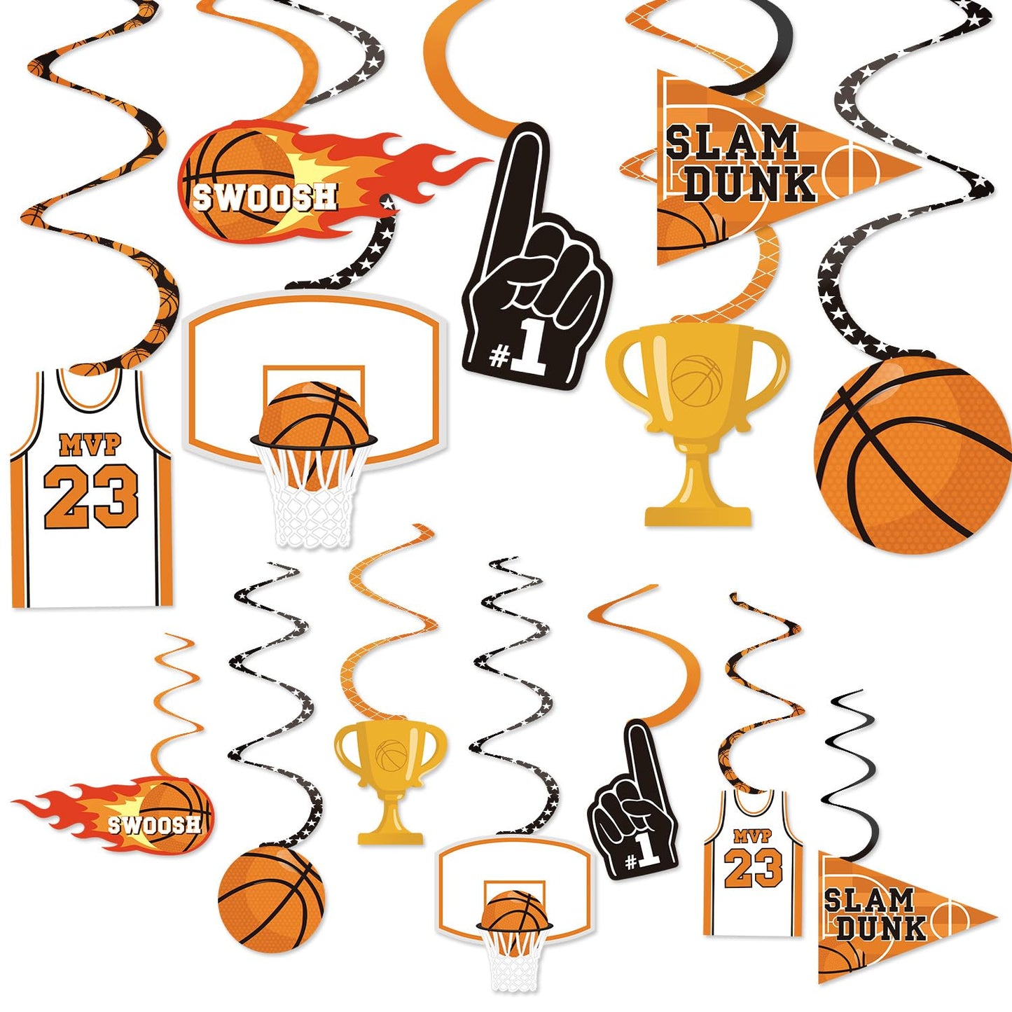 Levfla 35CT Basketball Party Decorations Hanging Swirls Decoration Slam Dunk Teenagers Birthday Photo Props March Madness Sports