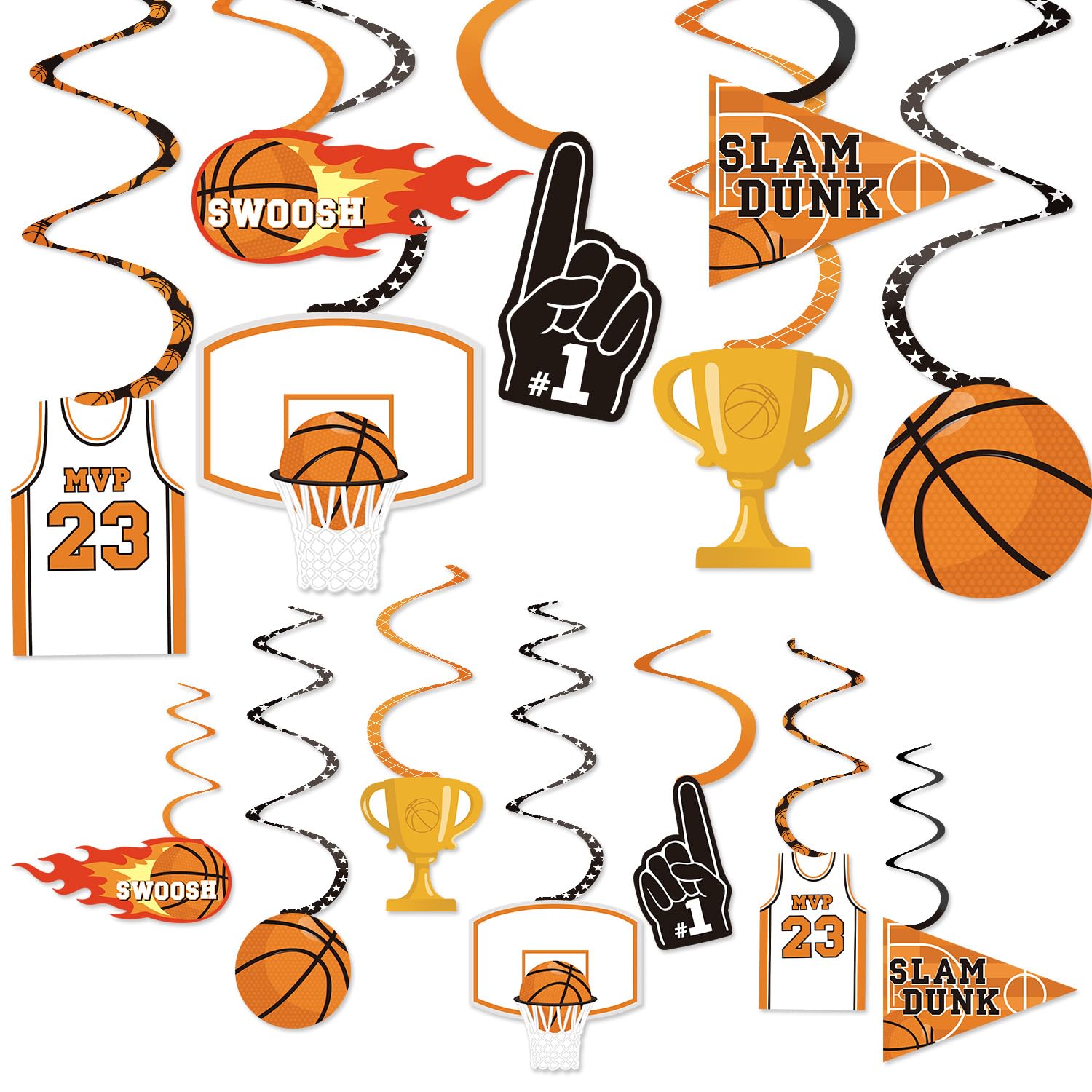Levfla 35CT Basketball Party Decorations Hanging Swirls Decoration Slam Dunk Teenagers Birthday Photo Props March Madness Sports