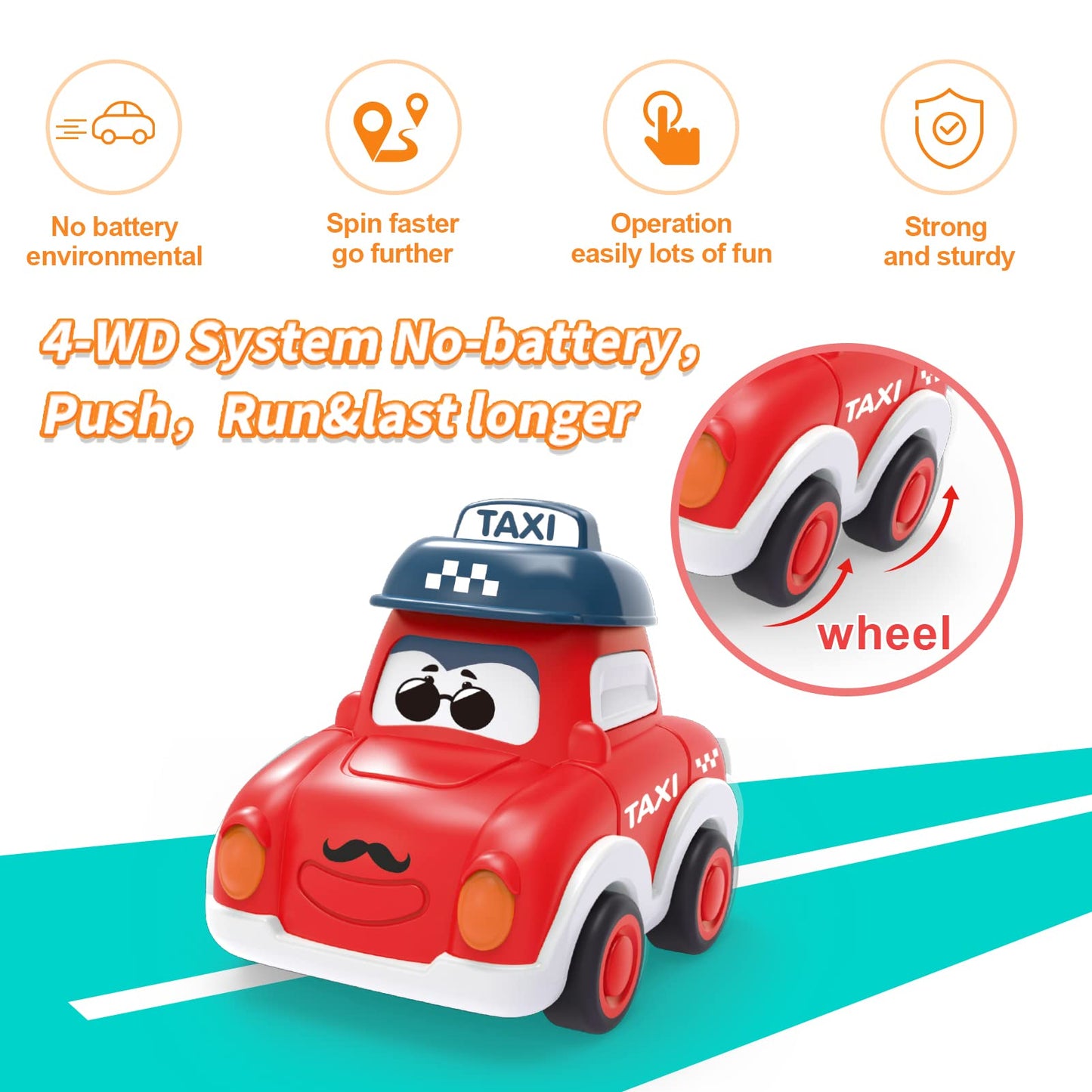 Zmzs Baby Cars For 1 Year Old Boy, Mini Pull Back Trucks For Toddler Age 3, 6 Pcs Infant Friction Powered Push And Pull Vehilces With Playmat Storage Bag, Kids Birthday Gift For 12-18 Months Girls