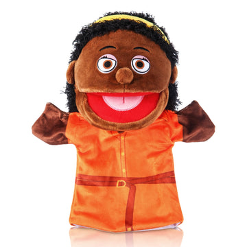 1 Pcs Family Hand Puppets 12 Inch Grandparents, Mom & Dad, Brother & Sister Plush Hand Puppet Toys Role-Play Toy Puppets For Kids Storytelling Imaginative Pretend Play Teaching Preschool(Black Mom)