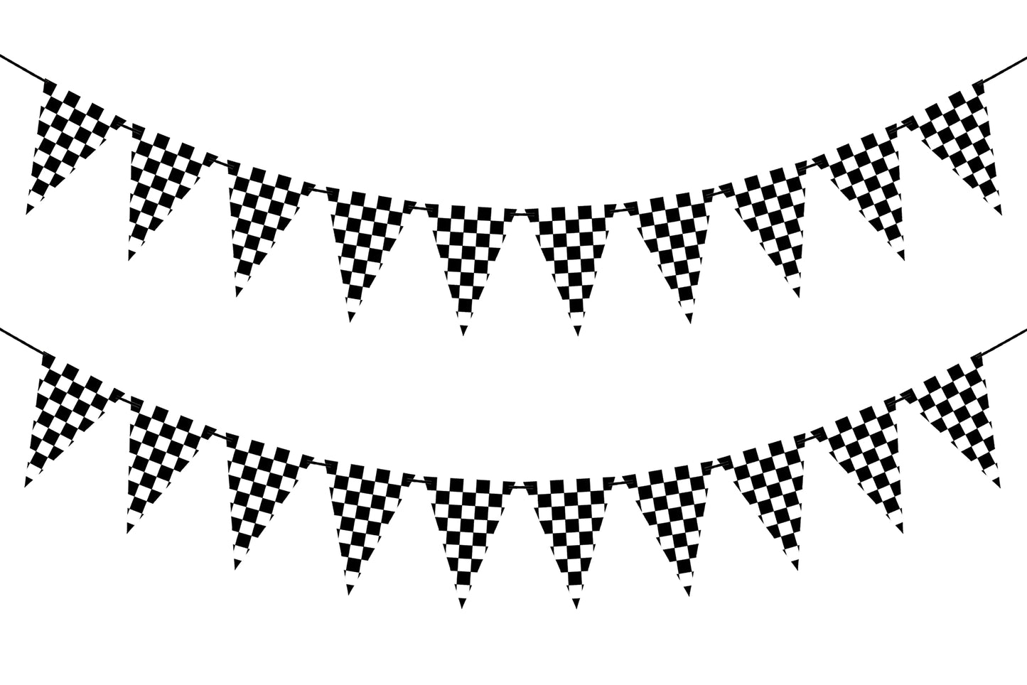 VILIFEVER 2 Pieces Black and White Checkered Flags Banner, Double Sided Checkered Pennant Banner for Racing Party Decorations Ra