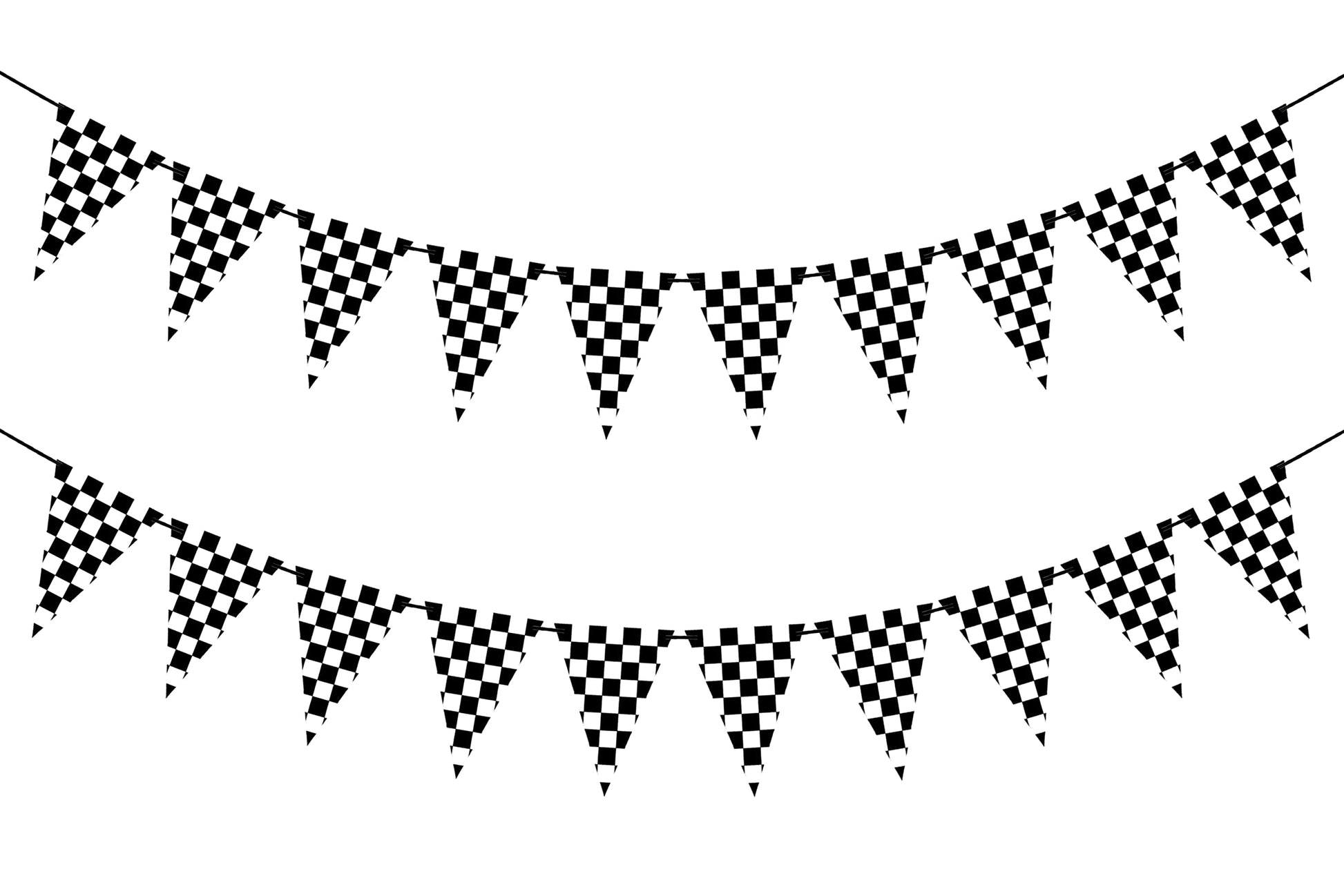VILIFEVER 2 Pieces Black and White Checkered Flags Banner, Double Sided Checkered Pennant Banner for Racing Party Decorations Ra