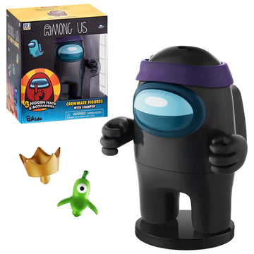 P.M.I. Among Us Crewmate Figure With Stamper | 4.5-Inch-Tall Among Us Toy + 3 Hidden Accessories| Among Us Party Favors And Playable Collectibles | Unique Impostor With Teeth And Tongue