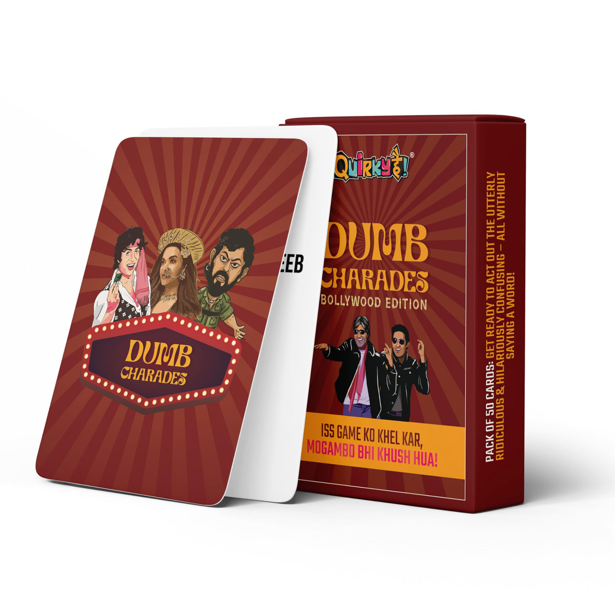 Gangaur Dumbcharades Bollywood Edition For Friends & Family Fun 50 Compact Party Card Game