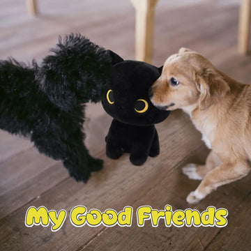 Lsydcarm Black Cat Plush Toy, Cute Black Cat Stuffed Animals Kawaii Black Cat Plushie Doll, Creative Soft Stuffed Cat Plush Toys
