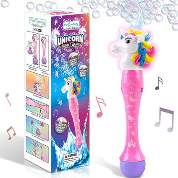 Artcreativity Light Up Unicorn Bubble Wand, 14 Inch Illuminating Bubbles For Kids With Thrilling Led & Sound Effects For Kids, Bubble Fluid & Batteries Included, Great Gift Idea, Party Favor