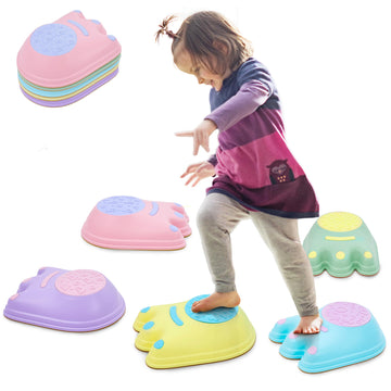 Balance Stepping Stones For Kids, 5 Pcs Stackable Kids Stepping Stones, Non-Slip, Obstacle Course Coordination Game For Kid Age