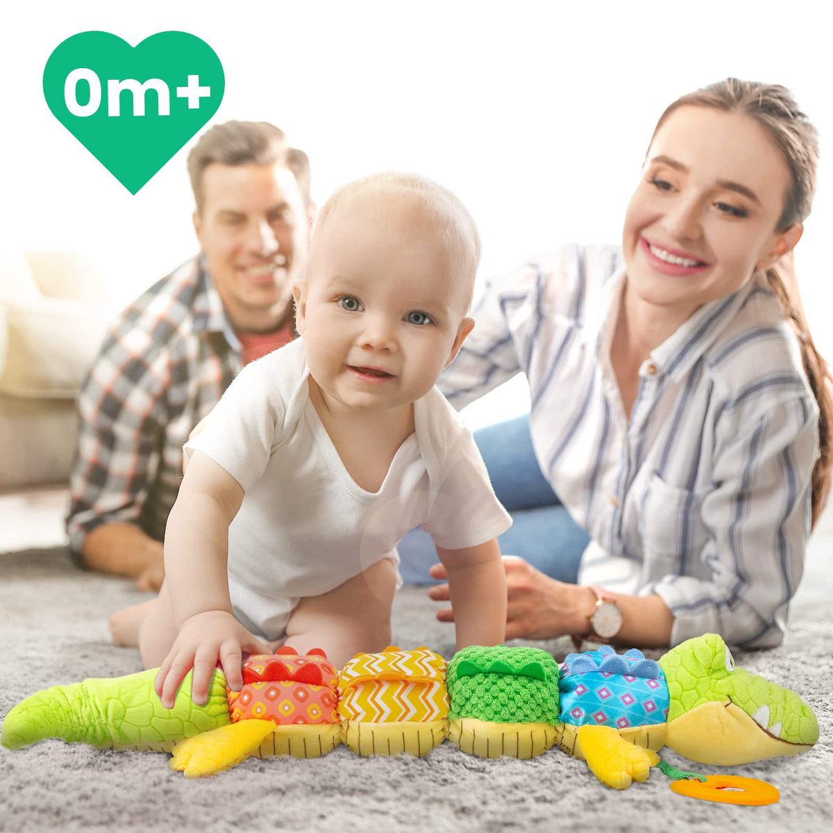 The Cuddle Croc, Musical Stuffed Infant Activity Toy with Teether, Rattle & Crinkles