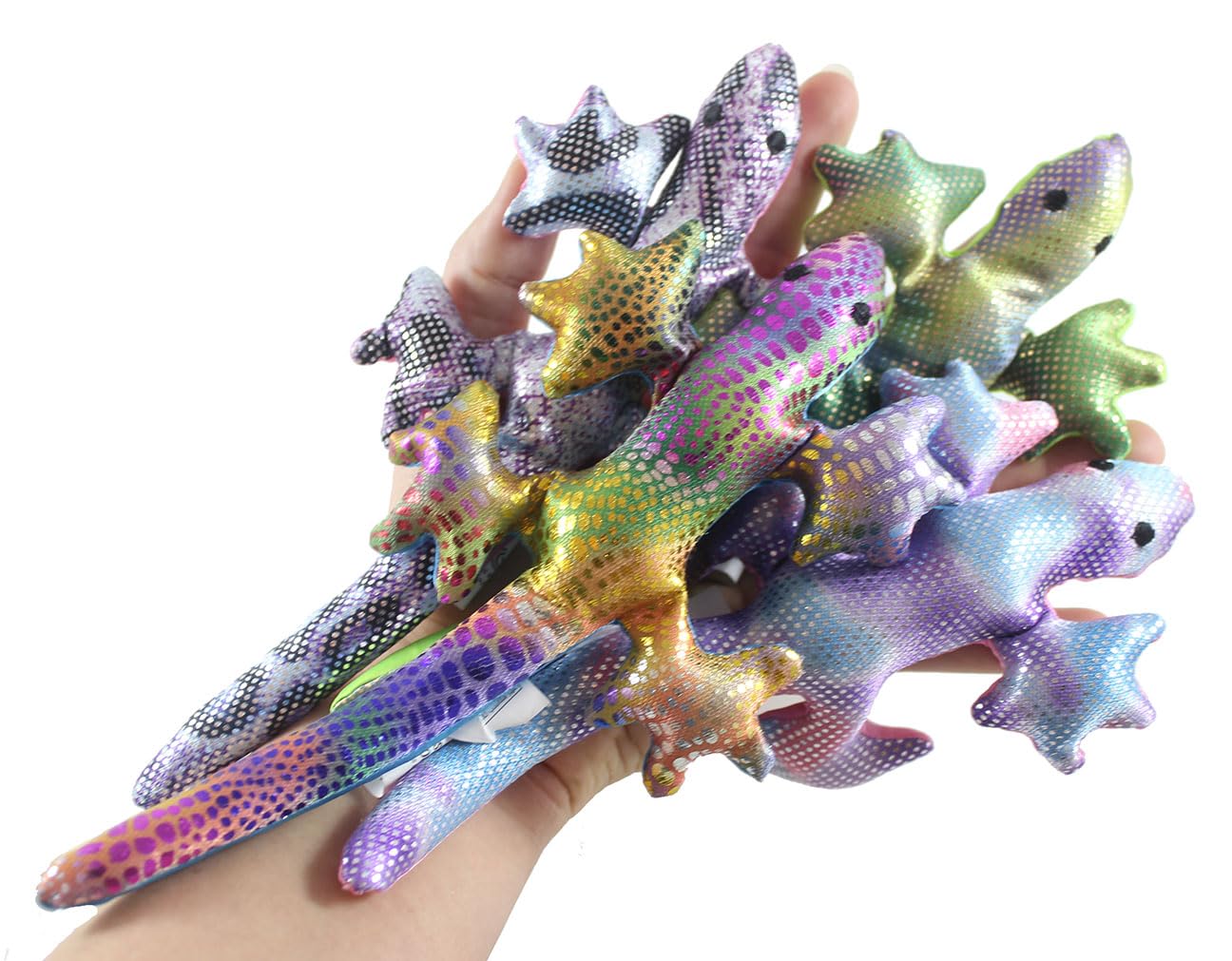 Set Of All 4 Colors - Lizard Sand Filled Animal Toy - Heavy Weighted Sandbag Animal Plush Bean Bag Toss - Shimmering Gecko Senso