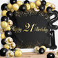 Happy 21St Birthday Balloons Black Set Decor - Cheers To 21 Years Old Party Theme Garland Banner Backdrop Decorations For Women