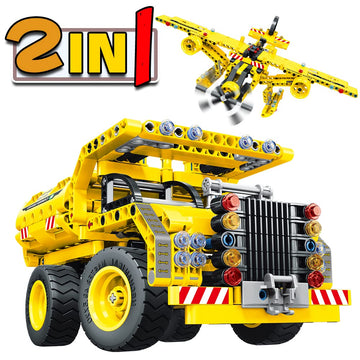Amy&Benton 361Pcs Building Kit Dump Truck Building Toys Sets 2-In-1 Truck Airplane Take Apart Toy Kids Airplane Building Kit For Boys 8-12 Stem Building Toys Set For Kids Gift Birthday