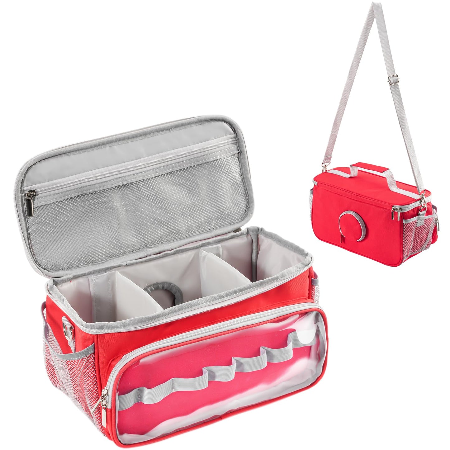 Hautton Carrying Case For Toniebox Starter Set, Portable Travel Carrying Bag For Tonies Audio Player, Tonies Figures, Headphone And Charging Station With Shoulder Strap And Handle -Red