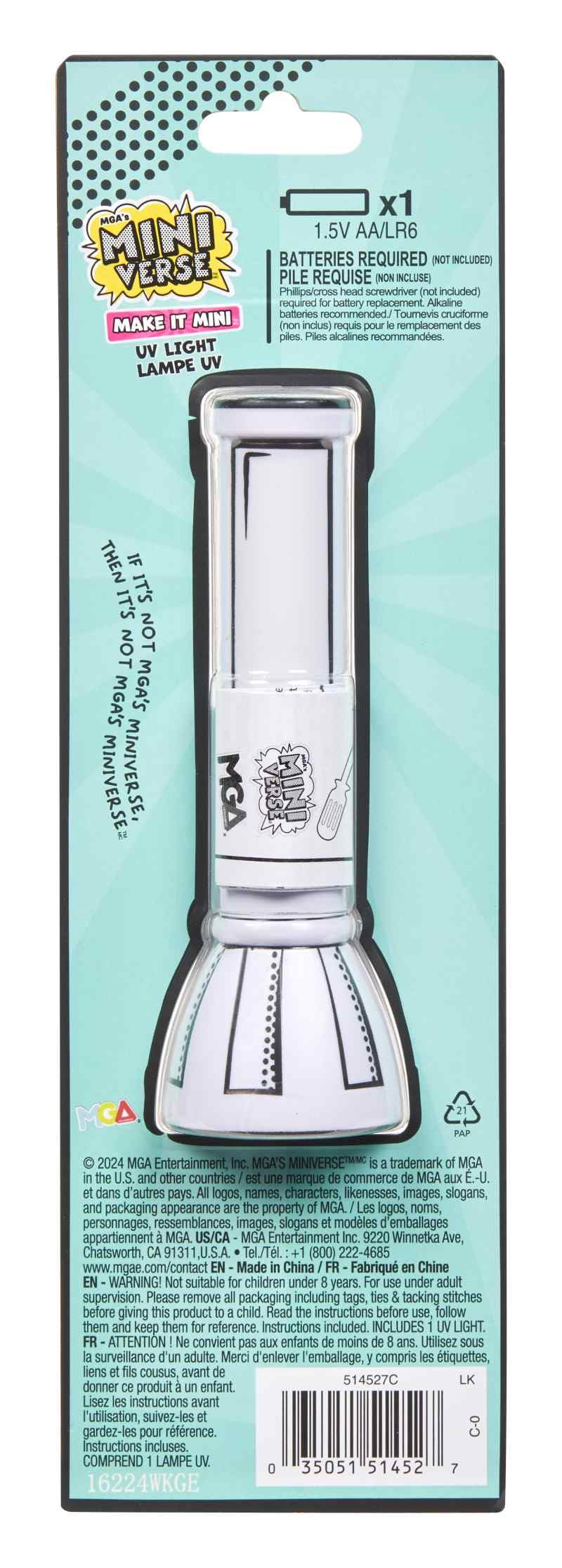 MGA's Miniverse Make It Mini - Flashlight with UV Light, UV Flashlight for Resin Curing, Suitable for Collectors & Kids Ages 8+,