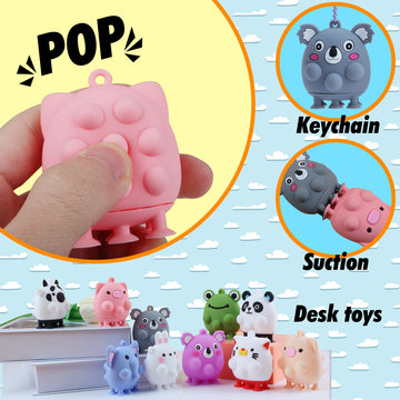 ChildFun 24 PCS 3D Animal Pop Toys - Multicolor Party Favors, Goodie Bag Stuffers, Fidget Toys for Kids, Pinata & Classroom Prizes